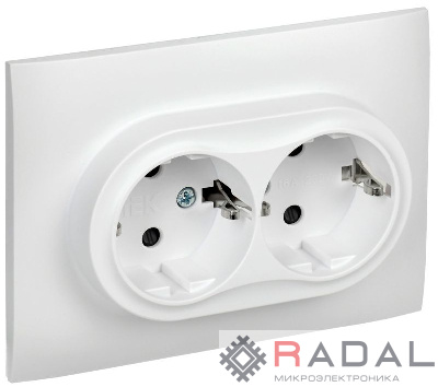 Розетка 2-м SKANDY 16А с заземл. защ. штроки в сборе SK-R07W арктич. бел. IEK SK-R24-16-K01-F
