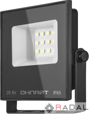 Прожектор светодиодный 90 844 OFL-03-20-6.5K-BL-IP65-LED 20Вт 6500К IP65 1600лм черн. ОНЛАЙТ 90844