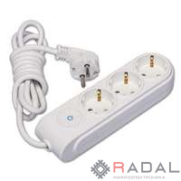 Удлинитель 3х2м с заземл. 16А защ. шторки Makel N3310033