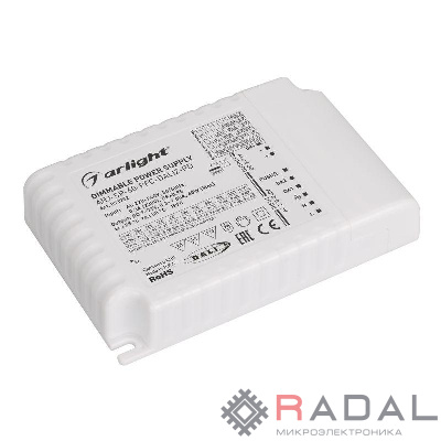 Блок питания ARJ-SP-60-PFC-DALI2-PD (60Вт 9-71В 0.35-1.05А) IP20 пластик Arlight 033732