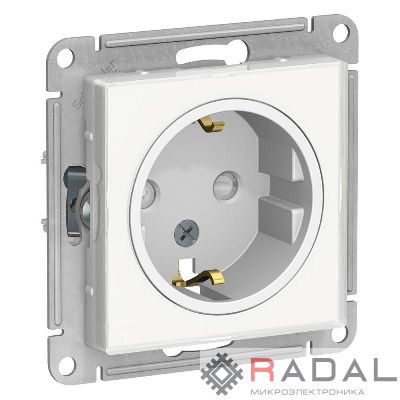 Механизм розетки 1-м СП AtlasDesign Art 16А IP20 с заземл. защ. шторки бел. SchE ATN200145