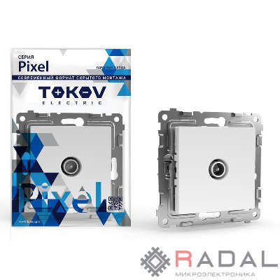 Розетка TV проходная СП Pixel 4DB механизм бел. TOKOV ELECTRIC TKE-PX-A1P-C01