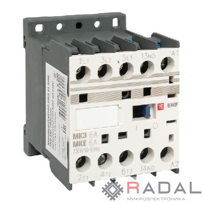 Мини-контактор МКЭ 6А кат. 230В AC 1НО PROxima EKF Mctr-s-6-230