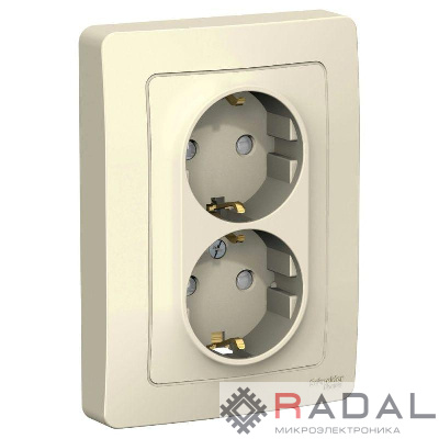 Розетка 2-м СП Blanca 16А IP20 250В с заземл. защ. шторки молоч. SE BLNRS001122