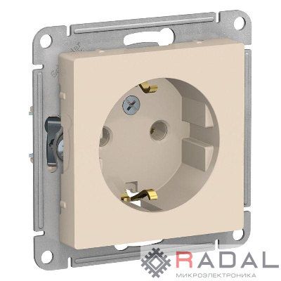 Механизм розетки 1-м СП AtlasDesign 16А IP20 с заземл. беж. SchE ATN000243