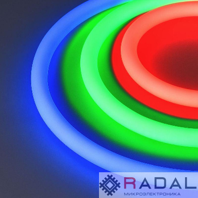 Лента светодиодная MOONLIGHT-TOP-F280-D25mm 24V RGB 360deg 14.4Вт/м IP65 3535 wire x1 прямой вывод кабеля герметичная (уп.5м) Arlight 037563