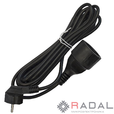 Удлинитель-шнур 1х3м с заземл. 16А IP20 ПВС 3х1 черн. DOMTOK 2342