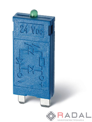 Модуль индикации и защиты LED + варистор 6...24В AC/DC зел. FINDER 9901002498