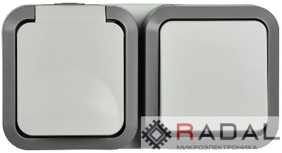 Блок ОП розетка + выключ. горизонт. TORS 16А IP55 TS242 бел. IEK TS-G10-6-55-V-K41
