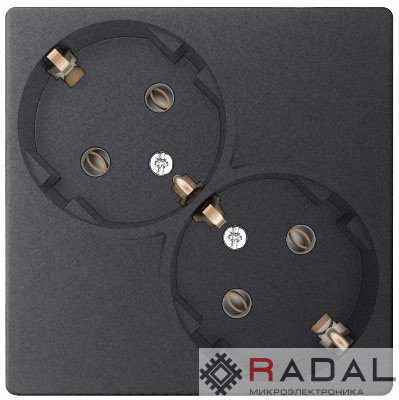 Розетка 2-м СП Simon24 16А IP20 2х2P+E Schuko без защ. шторок механизм графит Simon 2450459-038