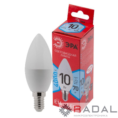 Лампа светодиодная RED LINE LED B35-10W-840-E14 R 10Вт B35 свеча 4000К нейтр. бел. E14 Эра Б0049642