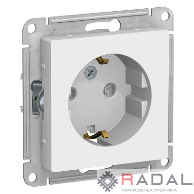 Механизм розетки 1-м СП AtlasDesign 16А IP20 с заземл. защ. шторки бел. SchE ATN000145