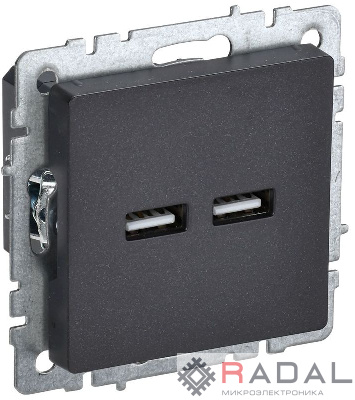 Розетка BRITE USB A+A 3.1А РЮ10-1-БрЧ черн. IEK BR-U21-D31-K02