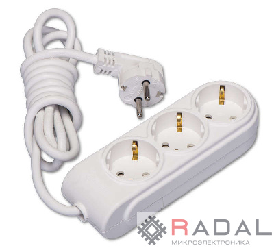 Удлинитель 3х5м с заземл. 16А IP20 ПВС 3х1.5 защ. шторки Makel N3210064