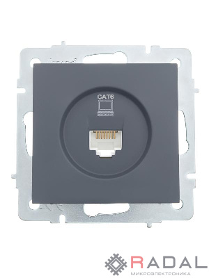 Розетка компьютерная 1-м СП Vesna механизм графит LEZARD 742-3488-140
