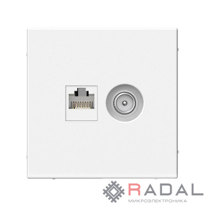 Розетка компьютерная + телевизионная 2-м ArtGallery RJ45 + TV кат.5E бел. SE GAL000189