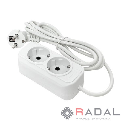 Удлинитель 2х5м с заземл. 16А IP20 Эксперт 3.0кВт ПВС 3х1 EKF UBA16-310-2-05