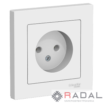 Розетка 1-м СП AtlasDesign 16А IP20 без заземл. в сборе бел. SchE ATN000140