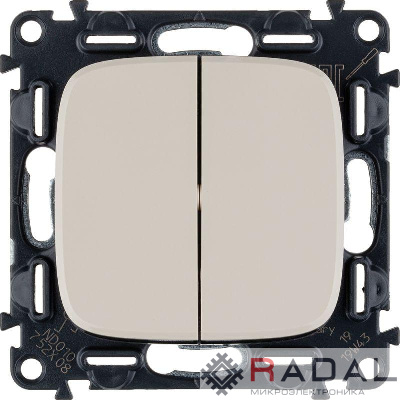 Механизм переключателя 2-кл. СП Valena Allure 10А IP20 250В с лиц. панелью безвинт. зажимы сл. кость Leg 752808