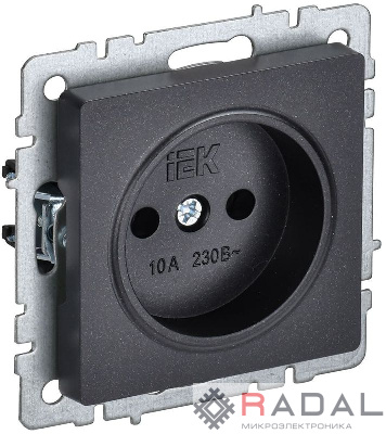 Розетка BRITE РС10-1-0-БрЧ 10А без заземл. без защ. шторок черн. IEK BR-R10-10-K02