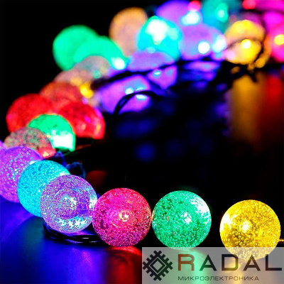 Гирлянда Нить Шарики кракле d25мм 2м 20LED RGB IP20 220В Эра Б0055997