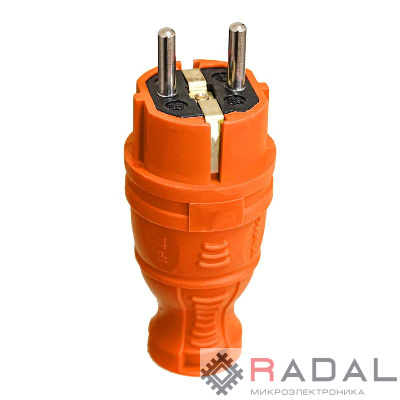 Вилка прямая с заземл. IP44 каучук оранж. TOKOV TKE-C10-KV-Z