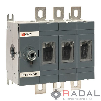 Рубильник 3п 250А без рукоятки управления TwinBlock PROxima EKF tb-s-250-3p