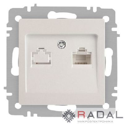 Розетка компьютерная 1-м СП Accent 6-303-06 RJ45 IP20 перламутр. Intro Б0063636