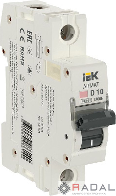 Выключатель автоматический 1п D 10А M06N ARMAT IEK AR-M06N-1-D010