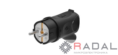 Вилка MultiSet 2К+З 16А/250В IP44 угловая каучуковая черн. SE MST1102BK