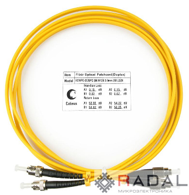 Шнур оптический FOP(d)-9-FC-ST-2м duplex FC-ST 9/125см 2м LSZH Cabeus 7500c