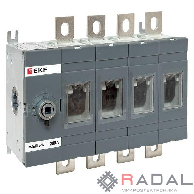 Рубильник 4п 200А без рукоятки управления TwinBlock EKF tb-s-200-4p