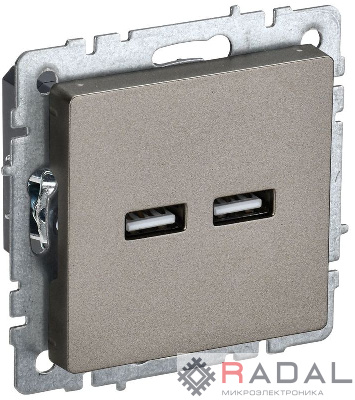 Розетка BRITE USB A+A 3.1А РЮ10-1-БрШ шампань IEK BR-U21-D31-K37