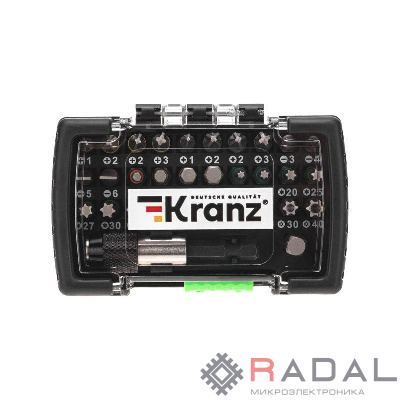 Набор бит с магнитным держателем пластиковый кейс 32 шт Kranz KR-92-0464