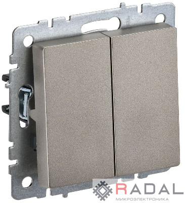 Выключатель проходной 2-кл. СП BRITE ВС10-2-6-БрШ 10А шампань IEK BR-V22-0-10-K37