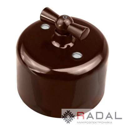 Выключатель 2кл. R керамика корич. Bironi R1-212-02