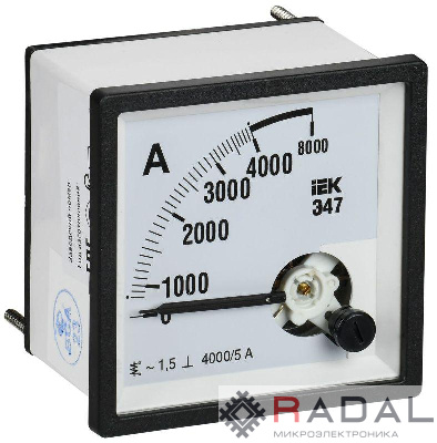Амперметр Э47 4000/5А класс точн. 1.5 72х72мм IEK IPA10-6-4000-E