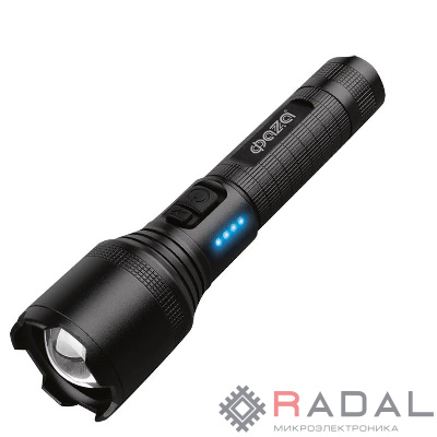 Фонарь аккумуляторный AccuF1-L15WZ-bk 15Вт XHP60 800Лм Li-ion 18650 3.7В 1200мАч (5режимов; с функцией ZOOM; кабель USB-Type-C в комплекте) черн. IPX4 ФАZА 5050402