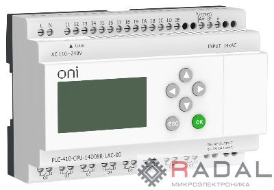Модуль ЦПУ ПЛК 410 14 DI 8 RO 220В AC с Ethernet портом с экраном ONI PLC-410-CPU-14D08R-1AC-00