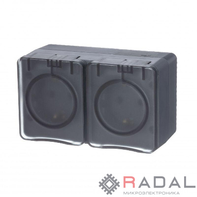 Розетка двойная ОП AtlasDesign Profi54 с заземл. со шторками 16А 250В антрацит SchE ATN544026