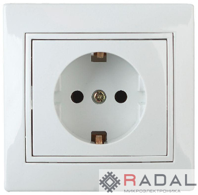 Розетка 1-м СП Plano 1-206-01 16А IP20 250В 2P+E Schuko защ. шторки бел. Intro Б0053923