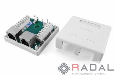 Розетка компьютерная 2-м ОП Dual IDC SB1-2-8P8C-C5e-SH-WH RJ45 (8P8C) кат.5E экранир. Hyperline 430233