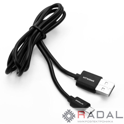 Кабель USB ELX-CDC01P-C02 ПРОМО USB Micro USB 2А 1м зарядка+передача данных пакет черн. ERGOLUX 15088