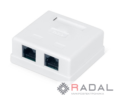 Розетка компьютерная RJ-45 WR-WS-8P8C-C5E-2 кат. 5e неэкранир. двойная внешняя Dual IDC бел. WRline 505216
