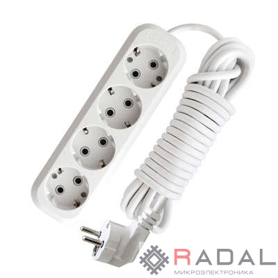 Удлинитель 4х10м с заземл. 10А IP20 Е-304 АБС-пл. ПВС 3х1 UNIVersal 9631984
