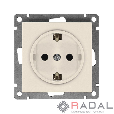 Розетка 1-м СП Афина 16А IP20 с заземл. механизм сл. кость (ivory) Universal A0028-I