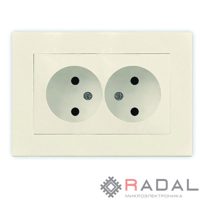 Розетка 2-м СП Афина 16А IP20 без заземл. в сборе сл. кость (ivory) Universal A0102-I