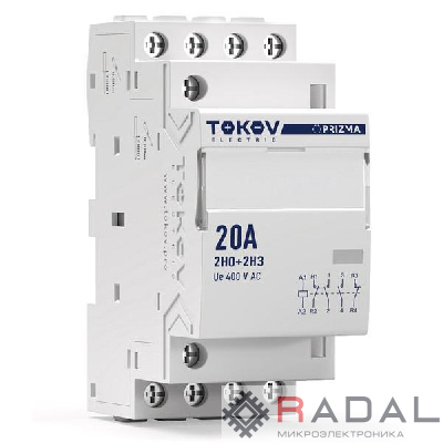 Контактор модульный 36мм 20А 230В АС 2НО 2НЗ PRIZMA TOKOV ELECTRIC TKE-PZ-MC-2-20-230-22