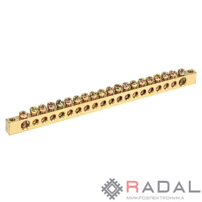 Шина PEN "земля-ноль" 6х9мм 20/2 (20 групп/крепеж по краям) Rexant 11-2370