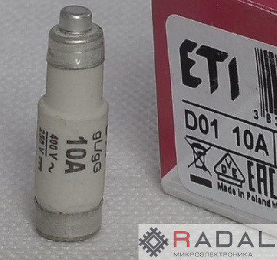 Предохранитель D 01 10А/400V ROSA 322010